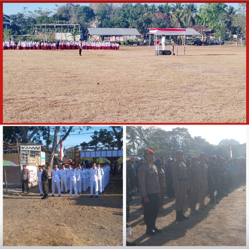 Foto Suasana Khidmat Upacara HUT RI ke-80 yang Dipimpin oleh Plt. Camat Sakra, Mastur, SP, M.Si di Lapangan Gora Sakra pada Minggu (17/8/2025) (Dok. Pribadi)